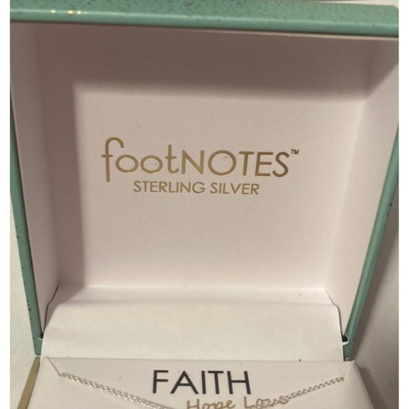 Vintage Sterling Silver Necklace, Footnotes, Faith Hope, Love, - Picture 2 of 4